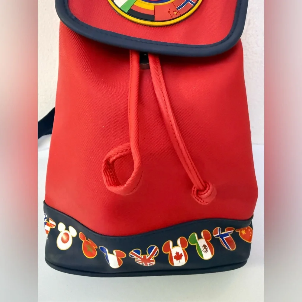 Vintage‎ Rare 90's Epcot Walt Disney World Flags Red Mini Backpack